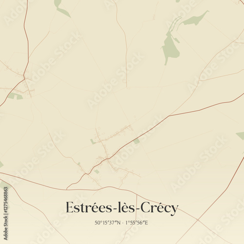 Vintage map of Estrées-lès-Crécy, France.