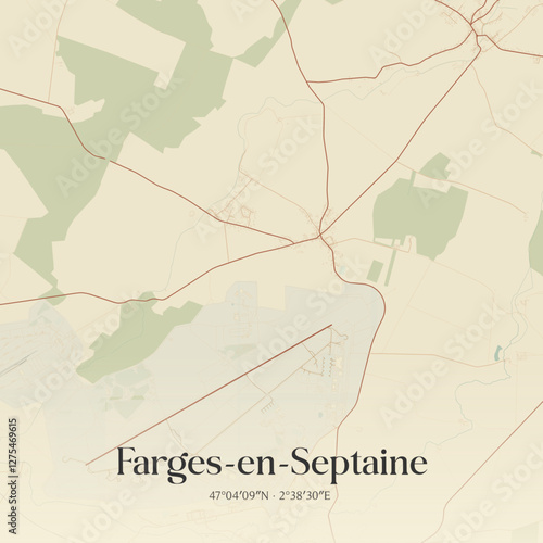 Vintage map of Farges-en-Septaine, France.