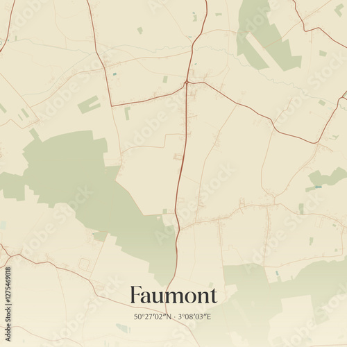Vintage map of Faumont, France.