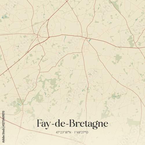 Vintage map of Fay-de-Bretagne, France.