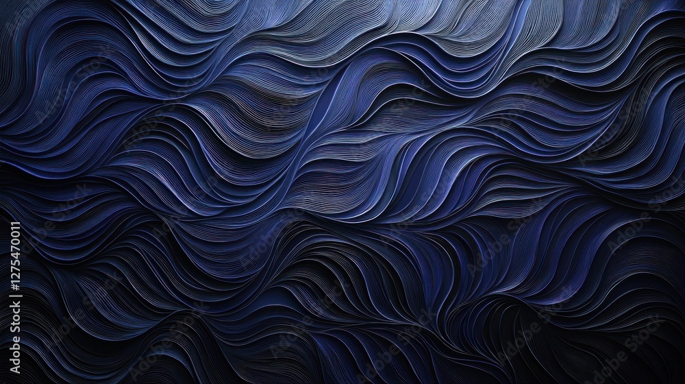Abstract Navy Blue Wave Pattern: A Digital Art Piece