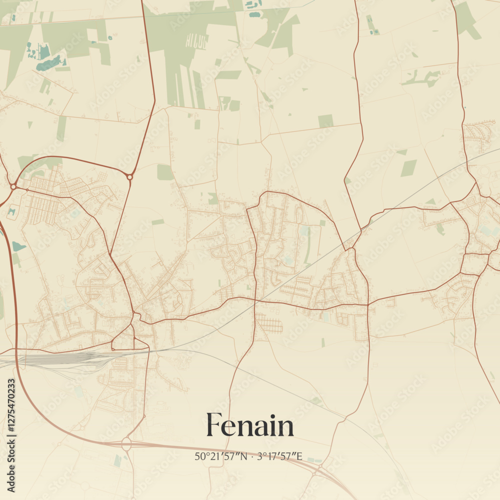 Obraz premium Vintage map of Fenain, France.