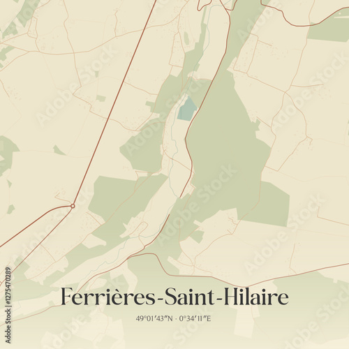 Vintage map of Ferrières-Saint-Hilaire, France.