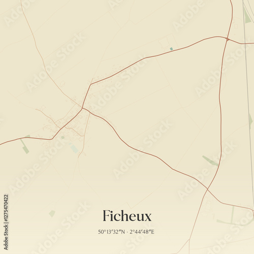 Vintage map of Ficheux, France.