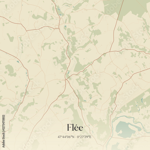 Vintage map of Flée, France.