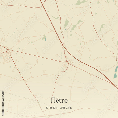 Vintage map of Flêtre, France.