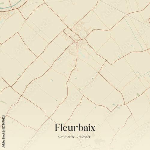 Vintage map of Fleurbaix, France.