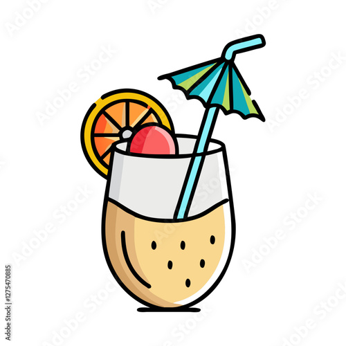 pina colada cocktail icon design