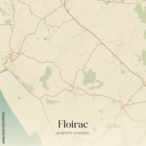 Vintage map of Floirac, France.