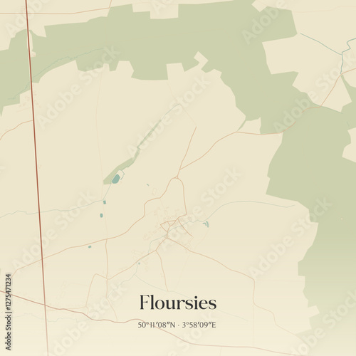 Vintage map of Floursies, France.