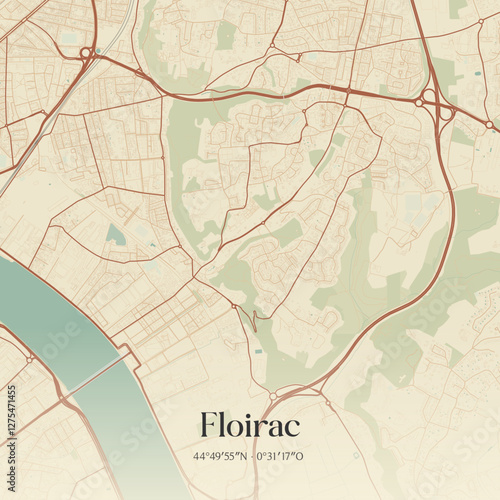 Vintage map of Floirac, France.
