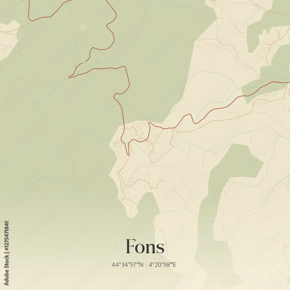 Obraz premium Vintage map of Fons, France.