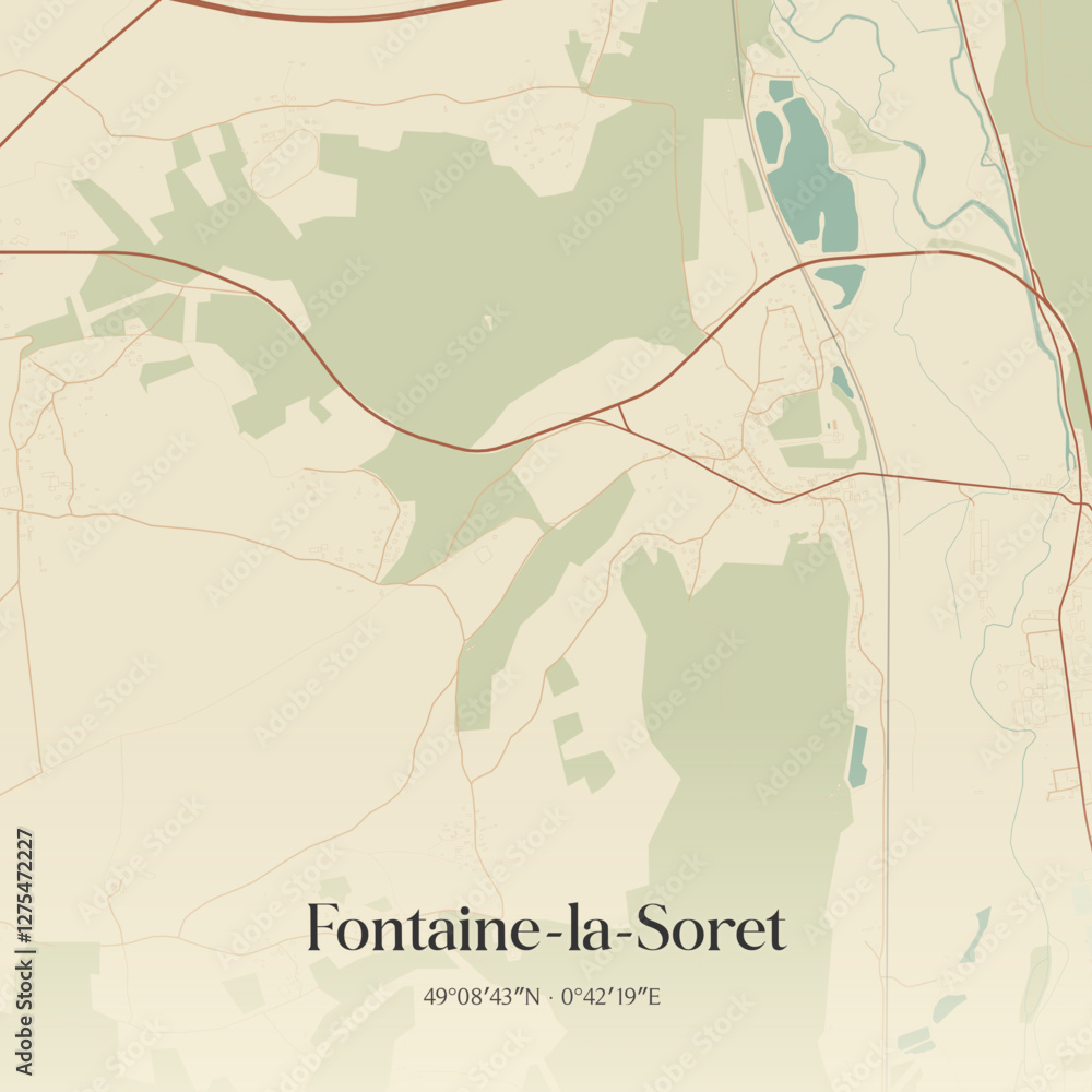 Obraz premium Vintage map of Fontaine-la-Soret, France.