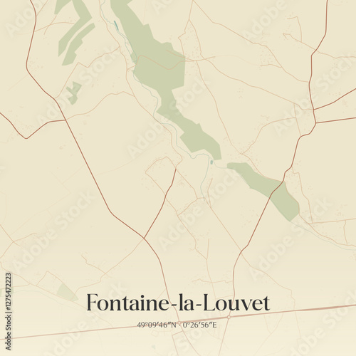 Vintage map of Fontaine-la-Louvet, France.