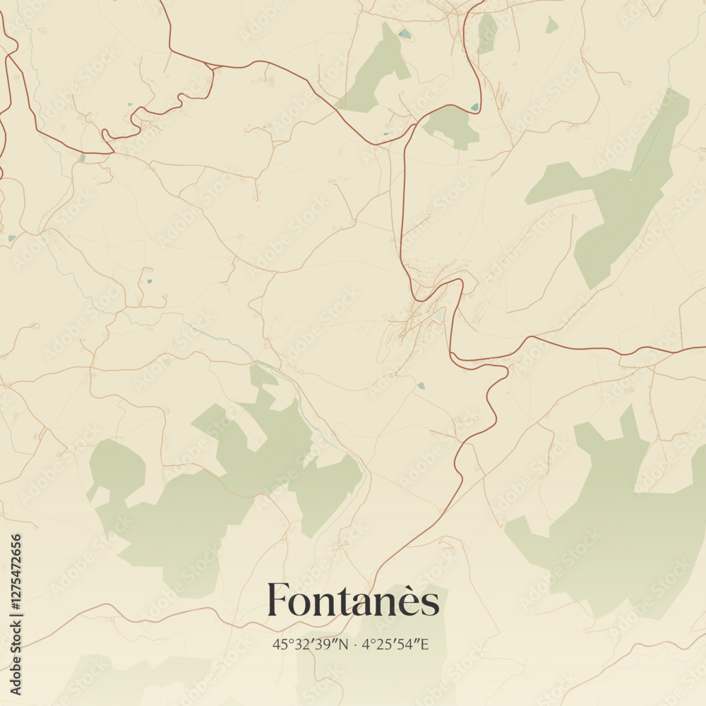 Obraz premium Vintage map of Fontanès, France.