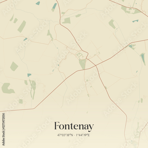 Vintage map of Fontenay, France.