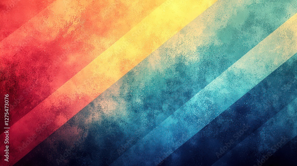 A striking image of diagonal stripes in a vivid color palette, merging reds, yellows, and blues, which evokes feelings of movement and vibrancy in an abstract composition. A striking image of diagonal stripes in a vivid color palette, merging reds, yellows, and blues, which evokes feelings of movement and vibrancy in an abstract composition.