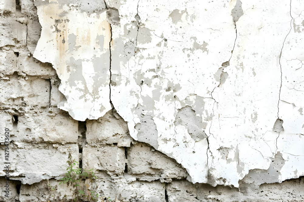 Fototapeta premium Damaged Wall, Cracked Plaster, Urban Decay, Background, Stock Photo