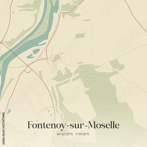 Vintage map of Fontenoy-sur-Moselle, France.