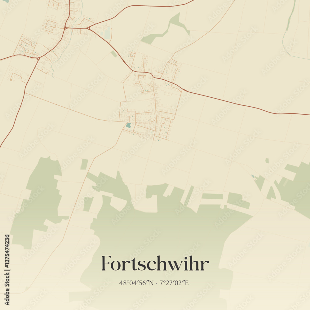 Obraz premium Vintage map of Fortschwihr, France.