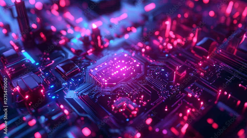 Obraz premium AI Brain Circuit with Quantum Computing and Biotech Integration