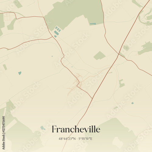 Vintage map of Francheville, France.