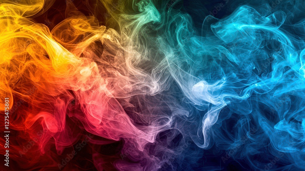 Fototapeta premium An abstract visual of vibrant colored smoke intertwining fluidly, capturing the essence of motion, creativity, and artistic expression in a stunning array.