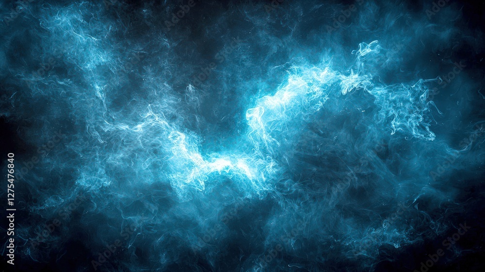 Fototapeta premium A striking portrayal of mystical blue smoke illuminated by an ethereal glow that creates an otherworldly atmosphere, inviting the viewer to delve deeper into the realm of imagination.