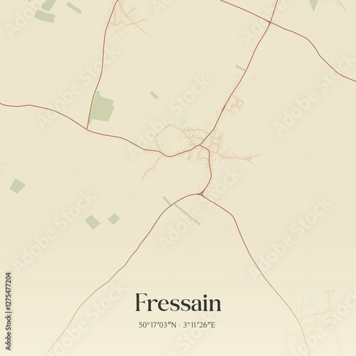 Vintage map of Fressain, France.