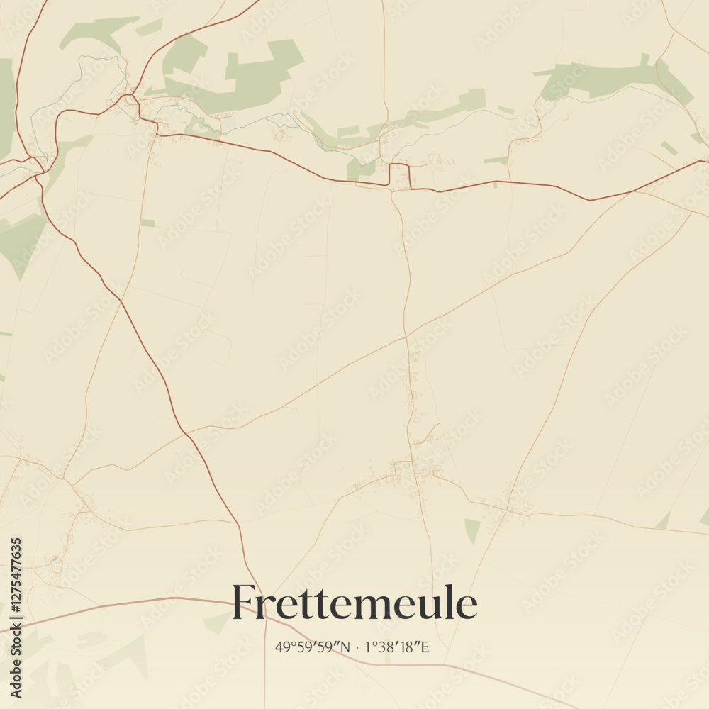 Obraz premium Vintage map of Frettemeule, France.