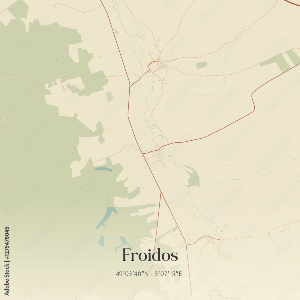 Obraz premium Vintage map of Froidos, France.
