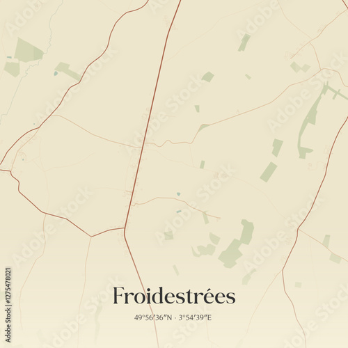 Vintage map of Froidestrées, France.