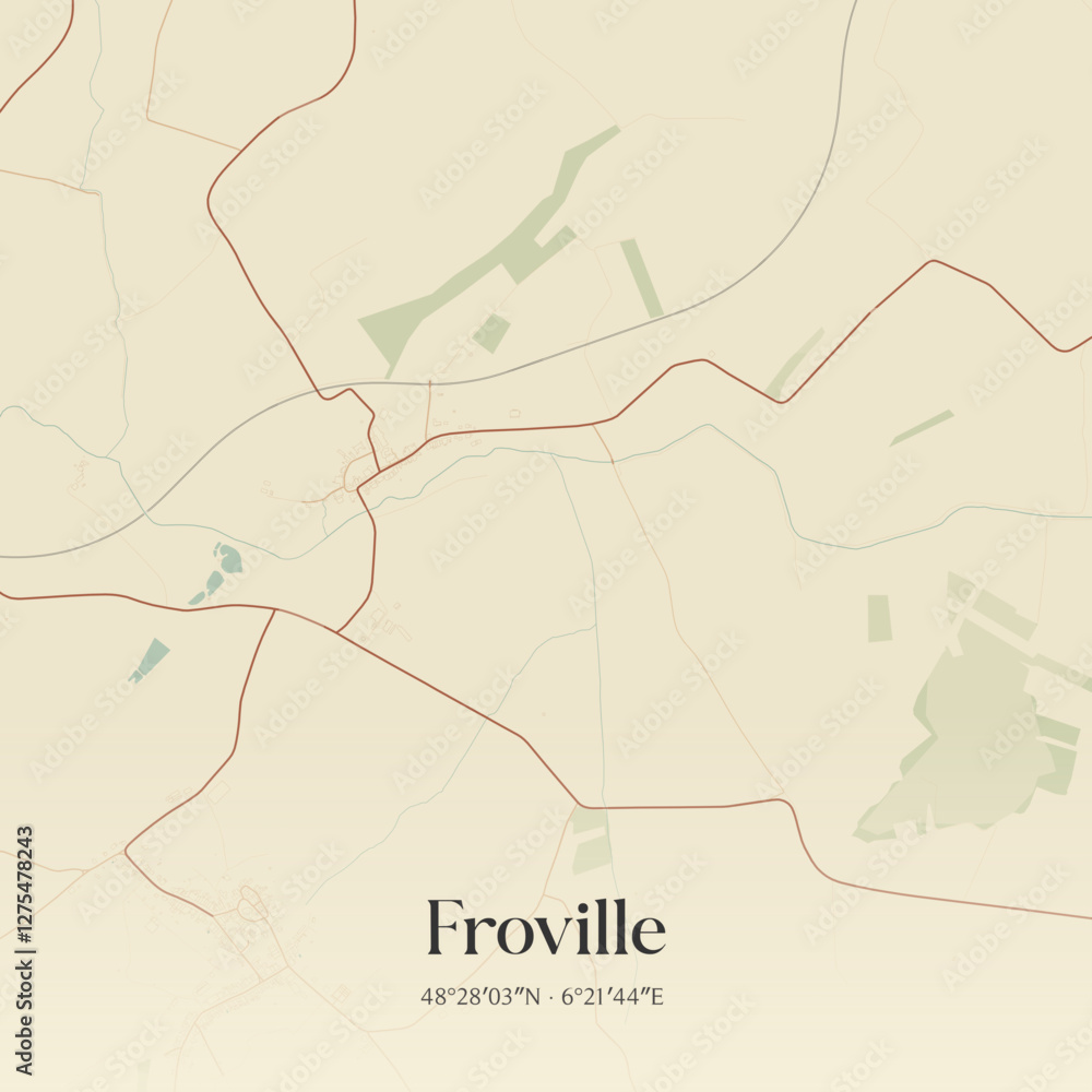 Obraz premium Vintage map of Froville, France.