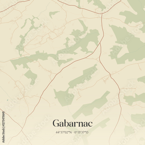 Vintage map of Gabarnac, France.