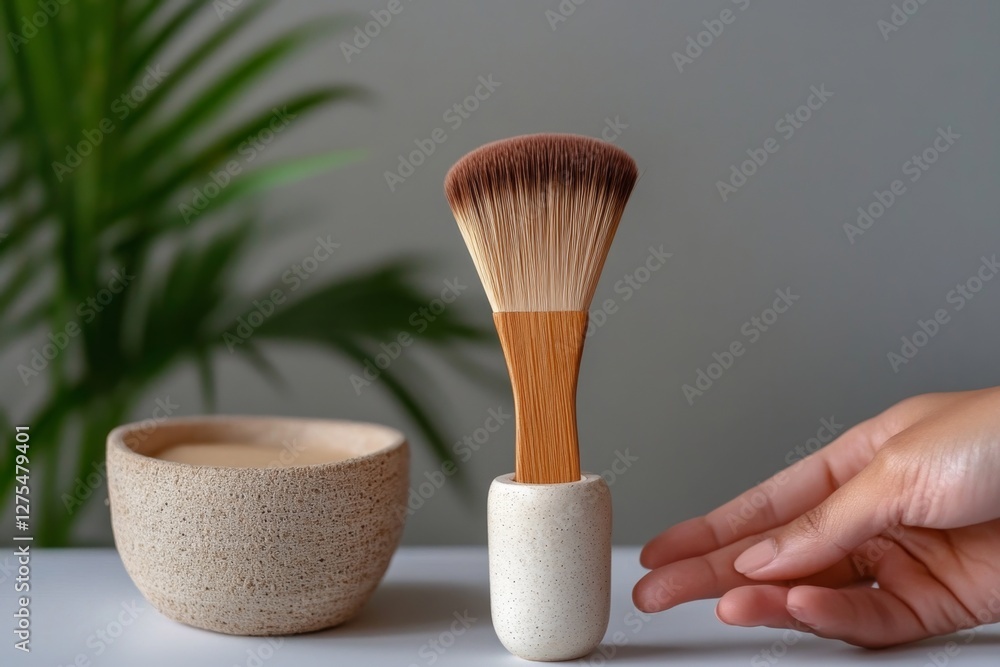 Elegant Wooden Brush and Ceramic Bowl Elegant Wooden Brush and Ceramic Bowl