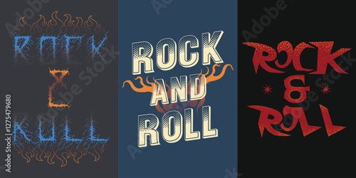 Rock and roll tour t shirt print design. Rockstar vector artwork. Rock'n'Roll music Creative Lettering Grunge style, Male and women's graphic tee print design. Rock'n'roll grunge, retro rock and roll
