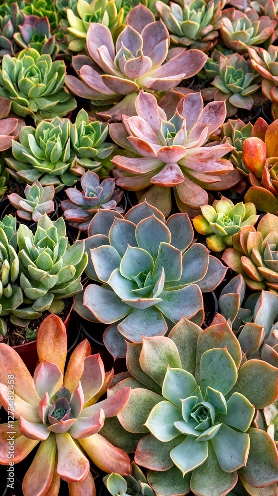 Un variado conjunto de suculentas en diversas tonalidades y formas, creando una hermosa estampa natural. Un variado conjunto de suculentas en diversas tonalidades y formas, creando una hermosa estampa natural.