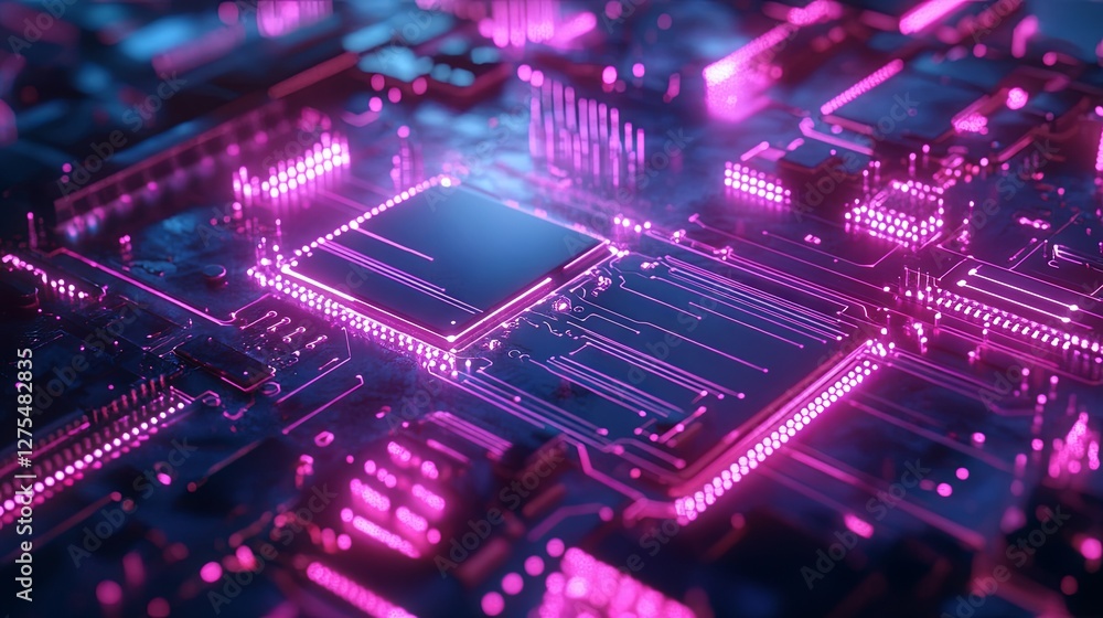 Obraz premium Neural Cyber Brain in Quantum Computing and AI Technology Concept