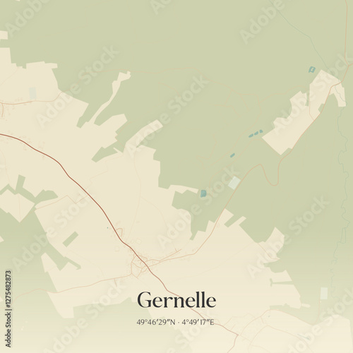 Vintage map of Gernelle, France.