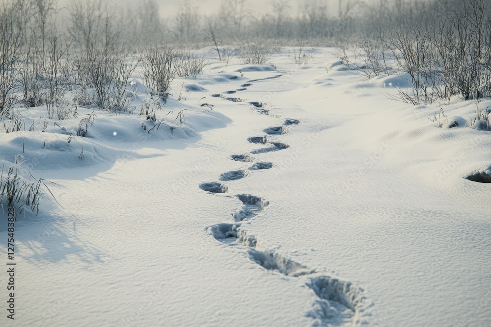 custom made wallpaper toronto digitalFootsteps in Fresh Snow on a Cold Winter Day in Natural Landscape