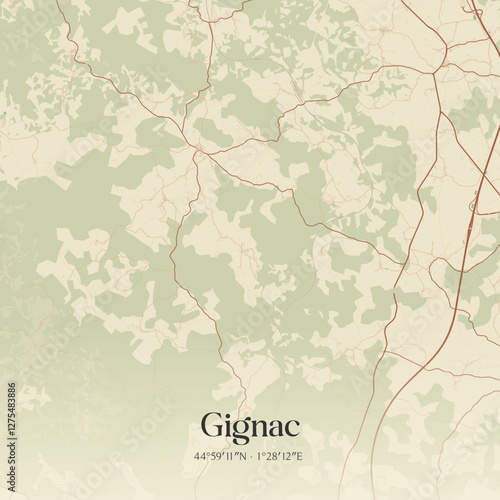 Vintage map of Gignac, France.
