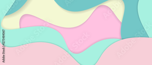 Elegant and soothing design featuring a blend of organic and geometric shapes in pastel hues