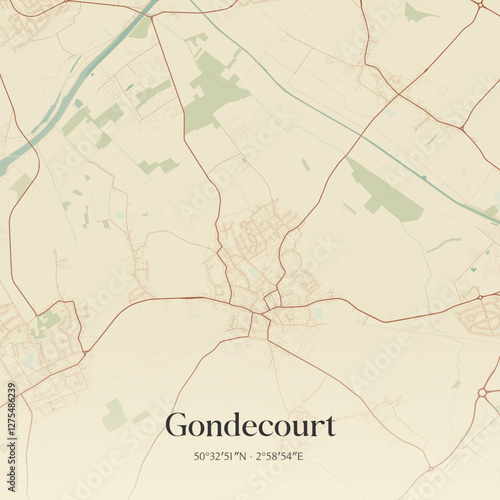 Vintage map of Gondecourt, France.