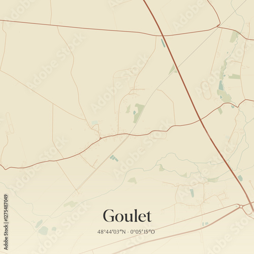 Vintage map of Goulet, France.