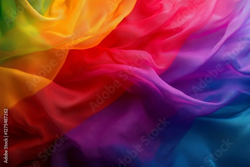 Rainbow fabric texture, draped, studio, colorful background, design photo