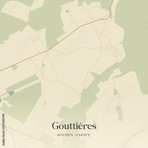 Vintage map of Gouttières, France.