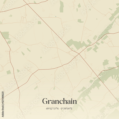 Vintage map of Granchain, France.