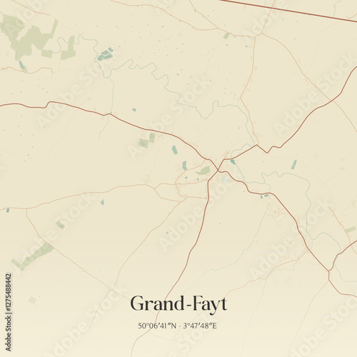 Vintage map of Grand-Fayt, France.