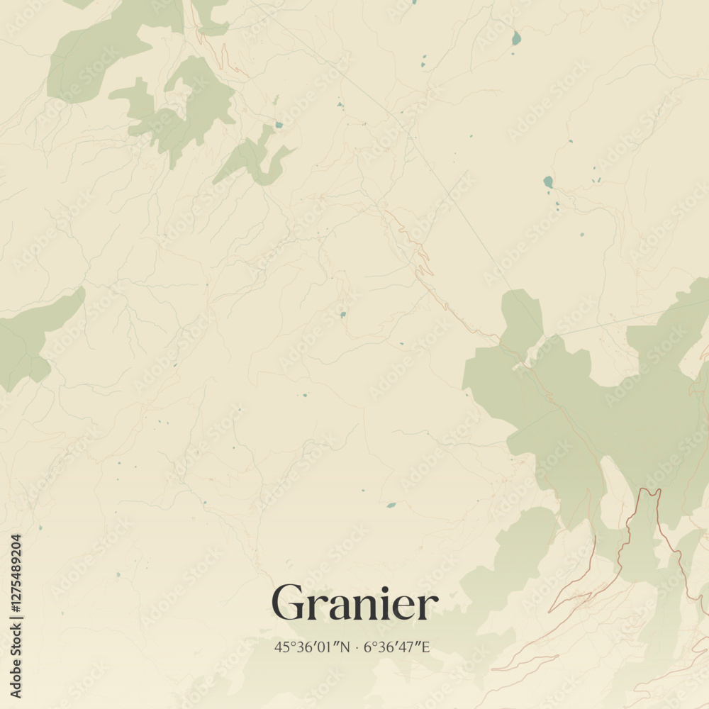 Obraz premium Vintage map of Granier, France.