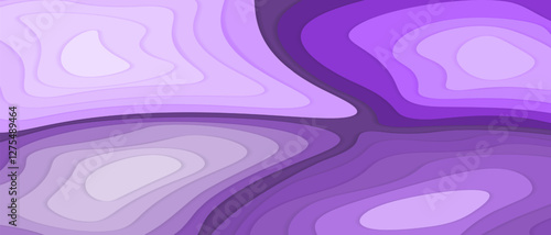 Abstract Layered Wavy Illustration in Purple Tones, elegant and calming concept element graphic design background